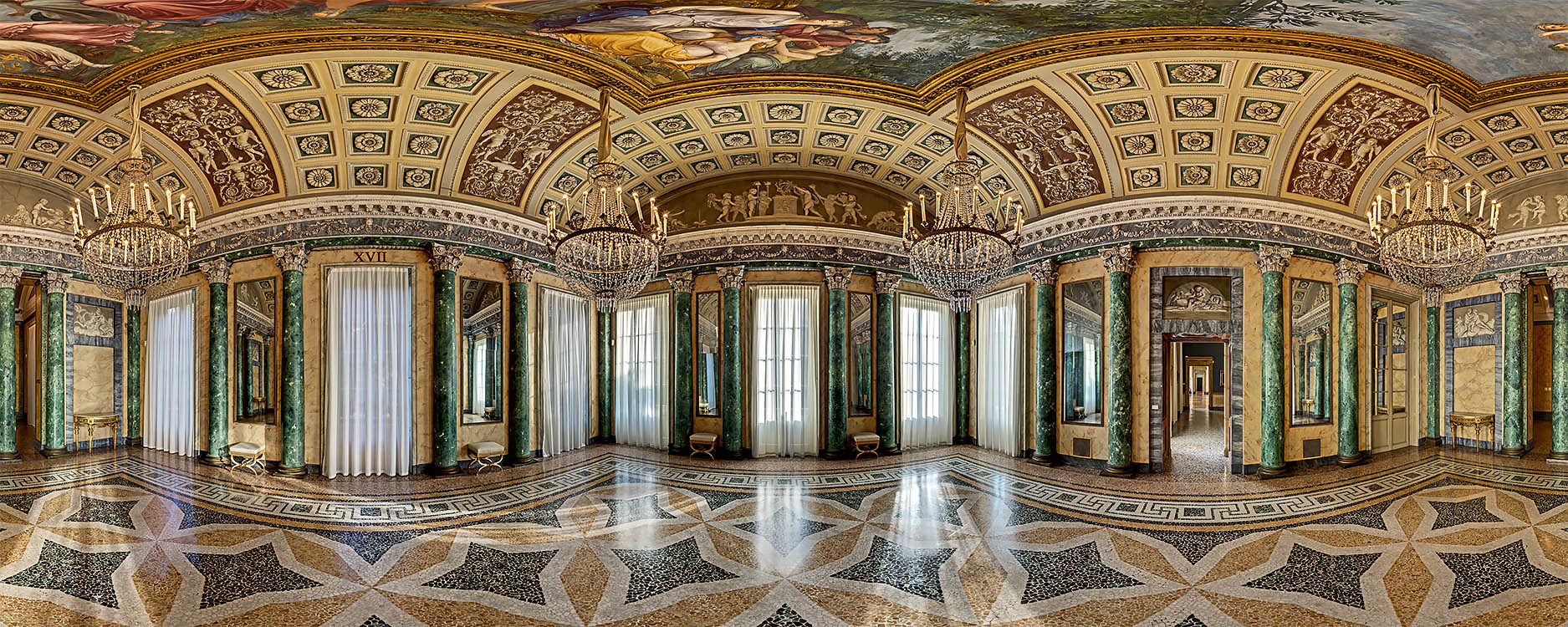 Sala da Pranzo con l’affresco di A. Appiani: Apollo sul Monte Parnaso