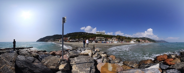 The town of Lagueglia and its beaches seen from the water